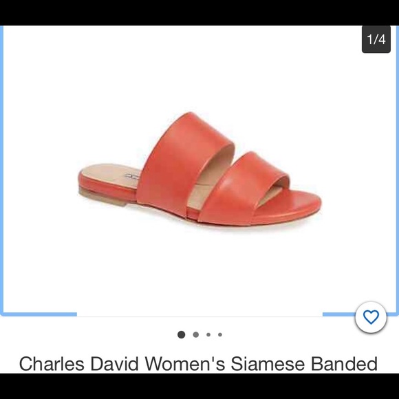 - Charles David SIAMESE slide  salmons shade double strap across instep 7.5 - Picture 5 of 15